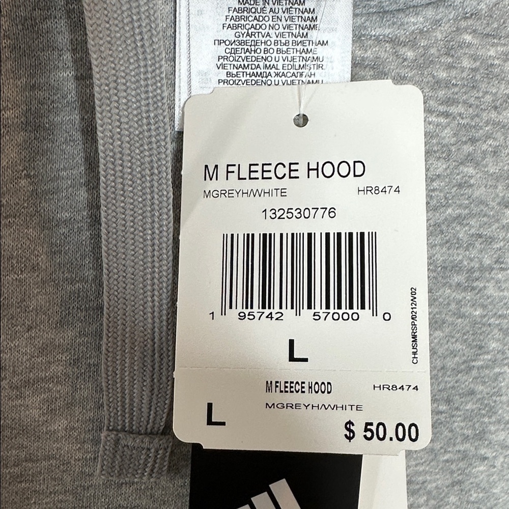 Adidas Gray Fleece Hoodie - Picture 5 of 5